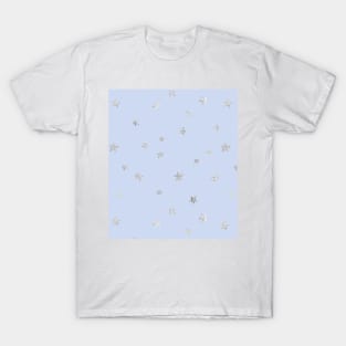 Pretty Y2K Glitter Stars Design in Baby Blue T-Shirt